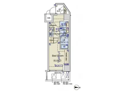 ブライズ大森東DUE(1K/7階)の間取り写真