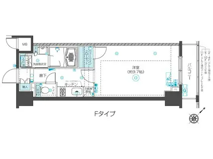 フェニックス新横濱クアトロ(1K/9階)の間取り写真