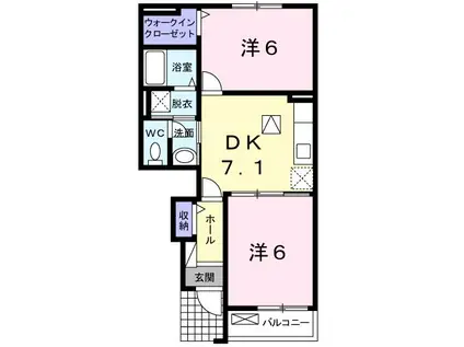 ブローテ M・Y(2DK/1階)の間取り写真