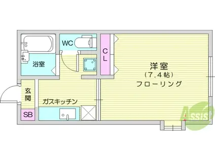 ノーヴァ松が丘(1K/1階)の間取り写真