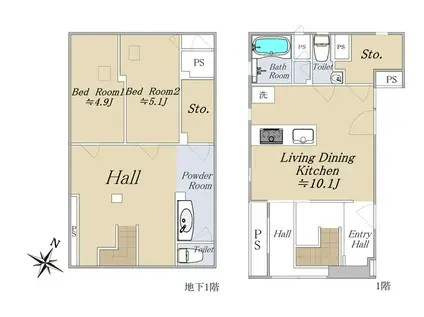 メゾンドズレッタ(2LDK/1階)の間取り写真