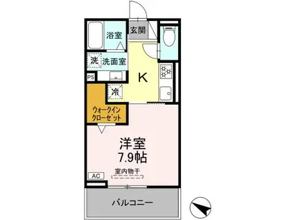 D-AVANCE明大寺(1K/3階)の間取り写真