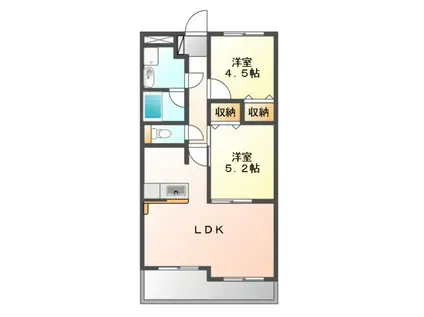 サンハイツ阪口(2LDK/3階)の間取り写真