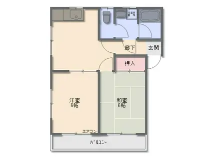 テンジンハイツB(2DK/1階)の間取り写真