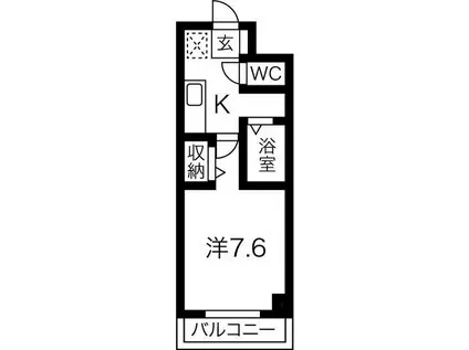 パークサイド錦 I(1K/1階)の間取り写真
