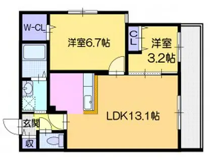 ラグナベルデ北9条(2LDK/3階)の間取り写真