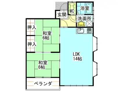 コーポ34(2LDK/1階)の間取り写真
