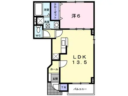 カナールヴィレA(1LDK/1階)の間取り写真