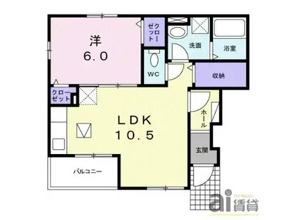 カーサクアットロ(1LDK/1階)の間取り写真