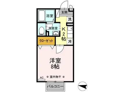 セジュールベリー(1K/2階)の間取り写真