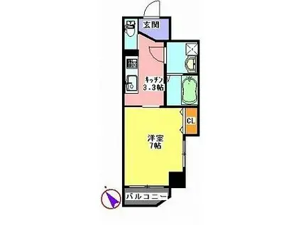 アミティ佐世保田原町(1K/3階)の間取り写真