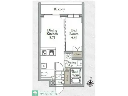 LIVE CASA千鳥町(1DK/4階)の間取り写真