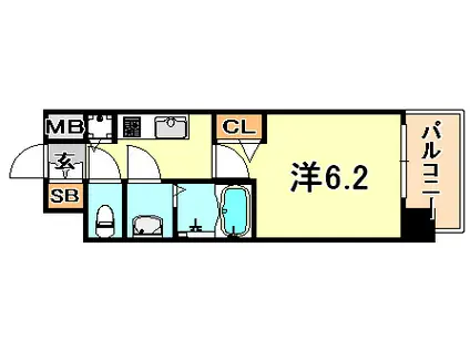 ララプレイス神戸西元町(1K/2階)の間取り写真