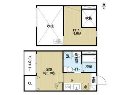 TRIPLETTA(ワンルーム/2階)の間取り写真