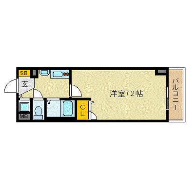 プレサンス本町プライム(1K/7階)の間取り写真