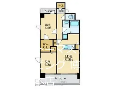 ブローテ東光寺(2LDK/6階)の間取り写真