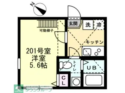ラパス六浦(1K/2階)の間取り写真