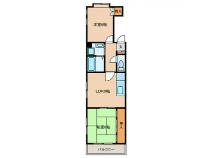 メゾンオカダ(2LDK/3階)の間取り写真