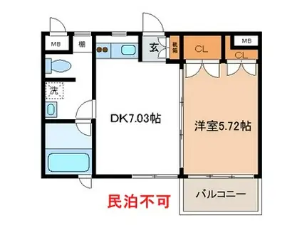 オシャレなデザイナーズ 最上階 アドレー渋谷本町アネックス P(1DK/3階)の間取り写真