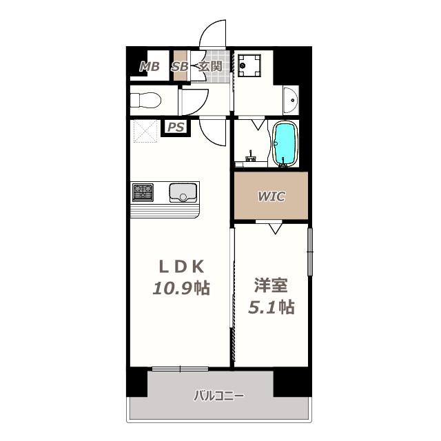アストラルグラミ阿倍野(1LDK/2階)の間取り写真