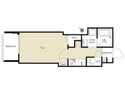 RSレジデンス美野島(1K/3階)の間取り写真