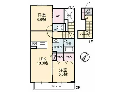 ソラーナ高須(2LDK/2階)の間取り写真