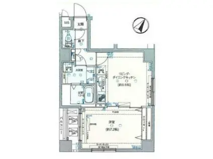 ロメック勝どき(1LDK/7階)の間取り写真