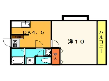 KINGDOM健軍(1DK/3階)の間取り写真