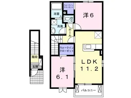フォレスト 光 I(2LDK/2階)の間取り写真