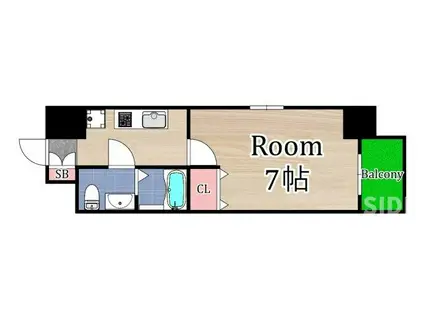 レジュールアッシュ大阪城ノルド(1K/4階)の間取り写真