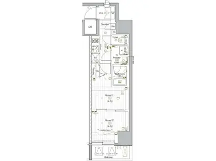 PREMIUM CUBE G 後楽園(2K/10階)の間取り写真