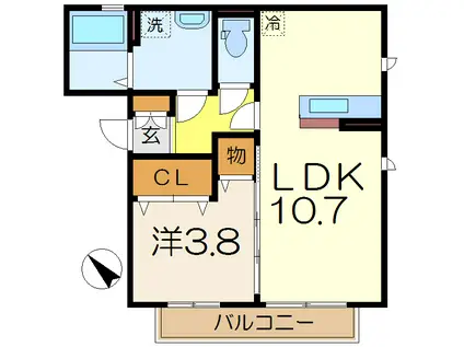 コート白山道Ⅲ(1LDK/2階)の間取り写真
