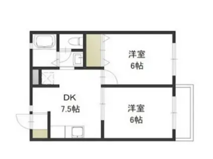 ベルエポックS(2DK/2階)の間取り写真