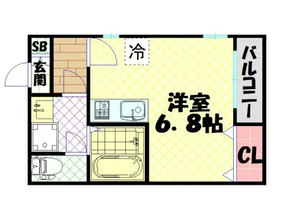 ハーモニーテラス塚本II(ワンルーム/3階)の間取り写真