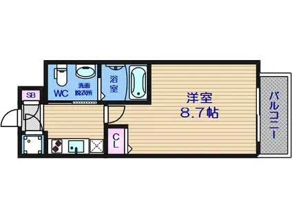 エスリード阿波座シティーウエストII(1K/8階)の間取り写真
