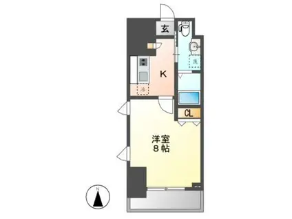 ウェスティン上前津(1K/9階)の間取り写真