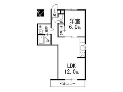 ベルガーデン伊織(1LDK/2階)の間取り写真