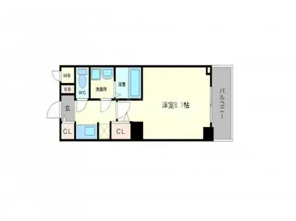 サムティナンバ南(1K/8階)の間取り写真