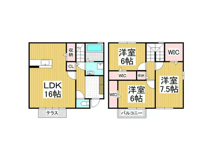 サンコジョウE(3LDK/1階)の間取り写真