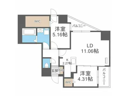 WELLZ N5 ウェルズN5(2LDK/8階)の間取り写真