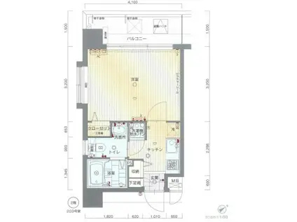 ピュアドームラシュールイン博多(1K/3階)の間取り写真