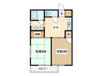第2ハイツ小池(2DK/3階)の間取り写真