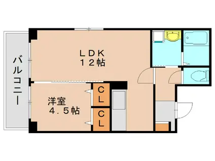 レヴェール・メゾン(1LDK/2階)の間取り写真