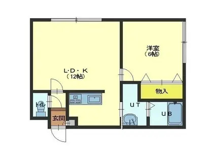 トクトラスト港(1LDK/2階)の間取り写真