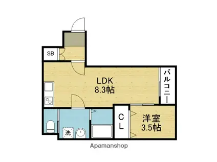 H-MAISON加美正覚寺XIII(1LDK/1階)の間取り写真