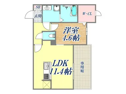 SEJOUR南竹谷(1LDK/1階)の間取り写真