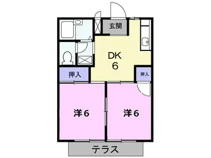 シティハイツM(2DK/1階)の間取り写真