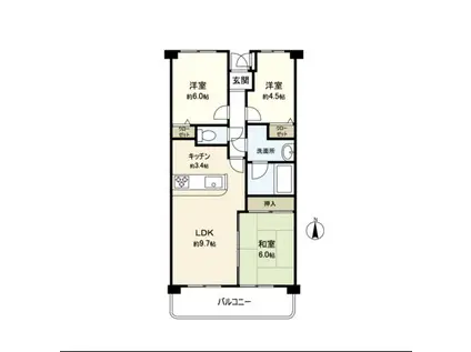 ホリエマンション(3LDK/3階)の間取り写真
