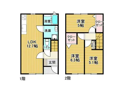 ヴェルジュ室岡(3LDK/1階)の間取り写真