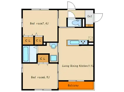 エルシェアート明石太寺(2LDK/3階)の間取り写真